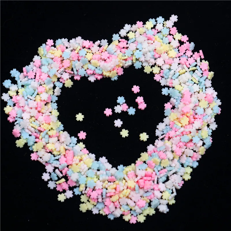 10g Hot Clay Mixed Cherry Blossoms Flower Sprinkle Polymer Clay Slices Nail Art Decorations Manicure Design Accessories Tool