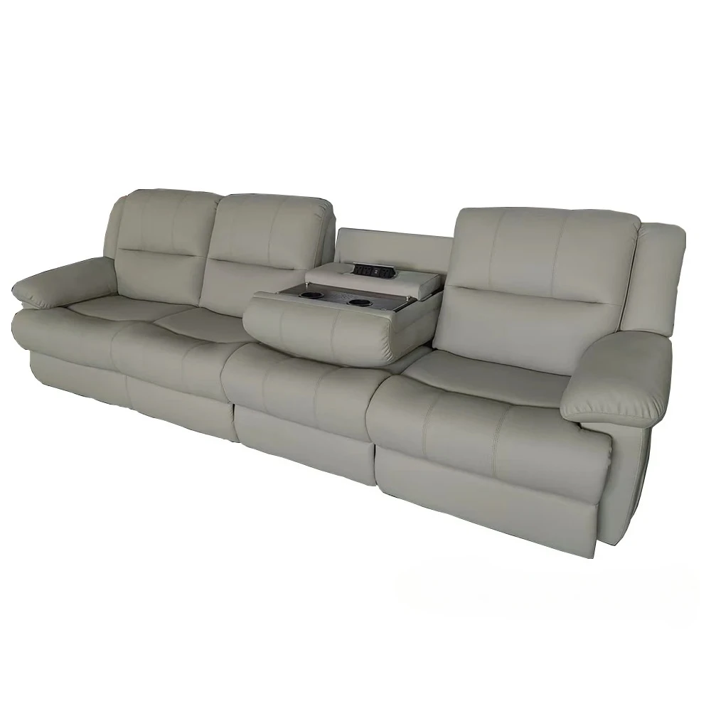 Modern Electric Reclining Sofa with Power Outlet, USB, and Hidden Cup Holders – Genuine Leather Recliner Couch for Living Room