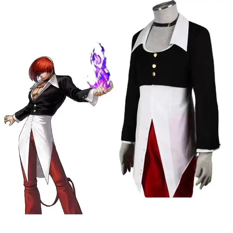 

Anime Iori Yagami Cosplay Costume Black Uniform Red Pant Men Suit Set For Halloween Carnival Party