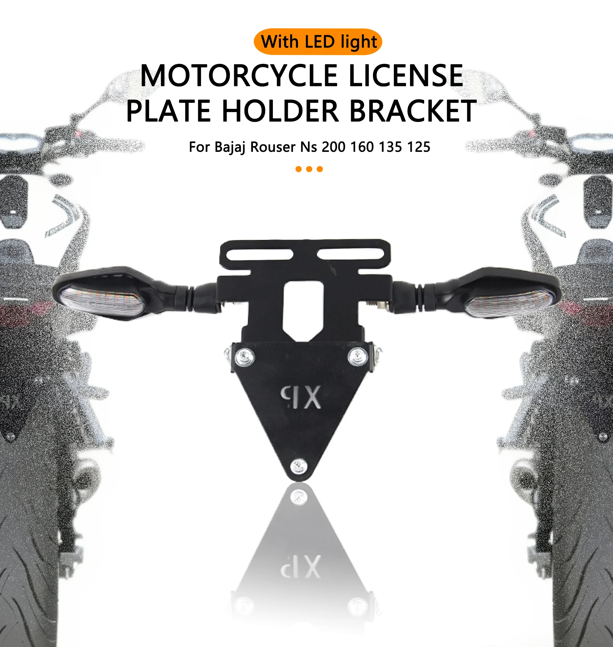 Soporte para Placa de Matrícula de Motocicleta con Luces LED de Señalización para Bajaj Rouser Ns 200 160 135 125
