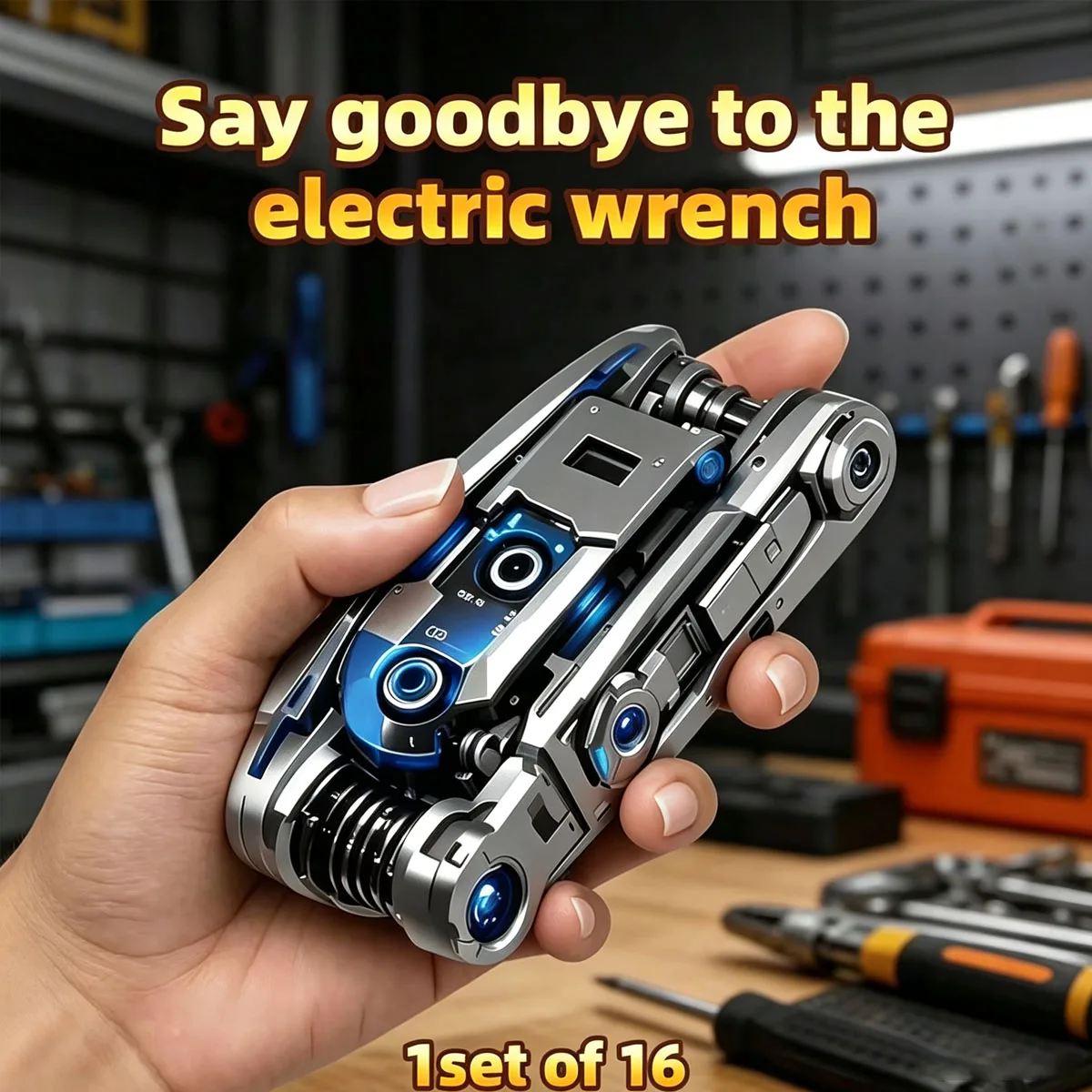 16-in-1 Folding Multi-Tool Screwdriver Wrench, Anti-Slip Grip Rotating Design, Portable Repair Tool for Car Home