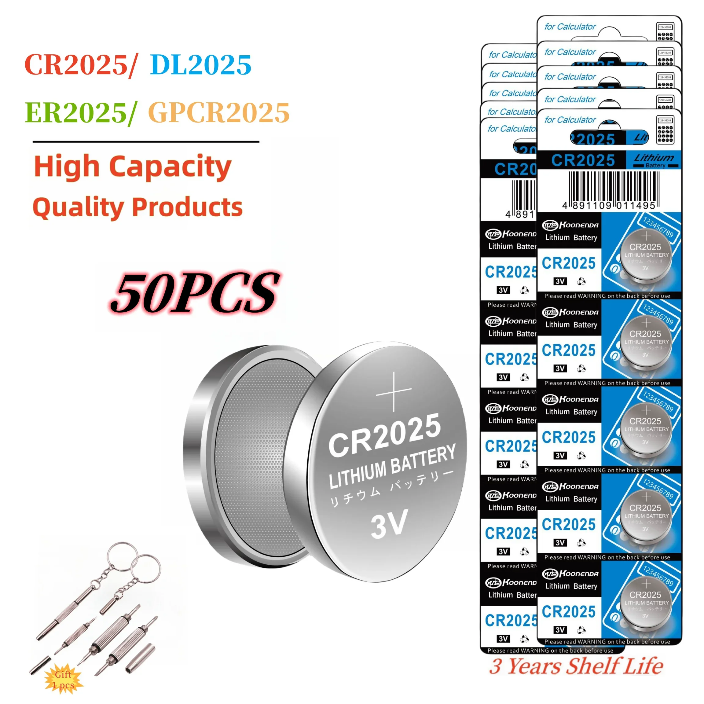 

20-50pcs CR2025 DL2025 2025 3V Lithium Coin Cell Batteries Flat Battery for Car Key/Key Fob Audi Mercedes Nissan scales toys etc