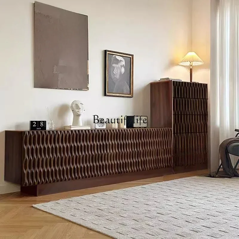 

ls 27 Medieval solid wood TV cabinet retro French dining room height and width all solid wood Nordic dining side cabinet