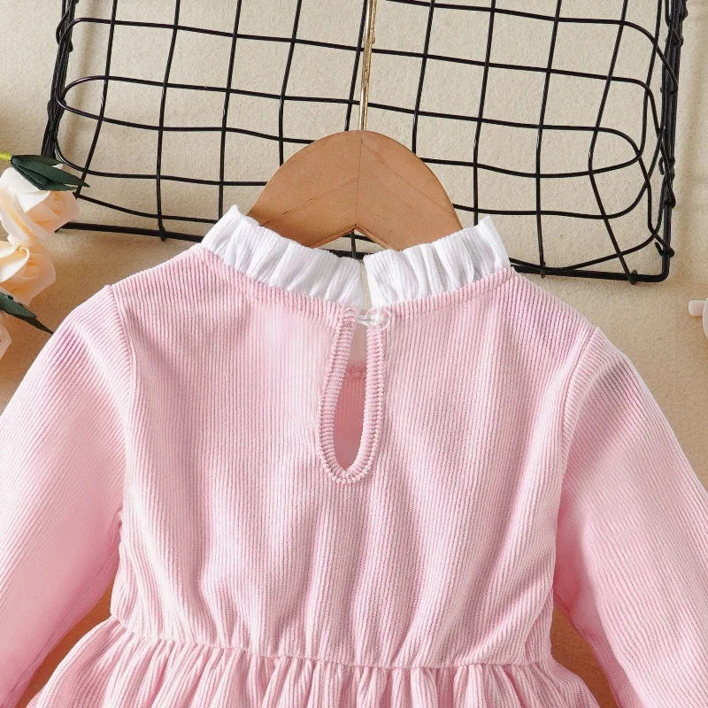 2024 Summer Girls Korean Version Style Princess Dress Children Long Sleeves Lovely Bow Dress 0-2Years Baby Pleats Casual Dress