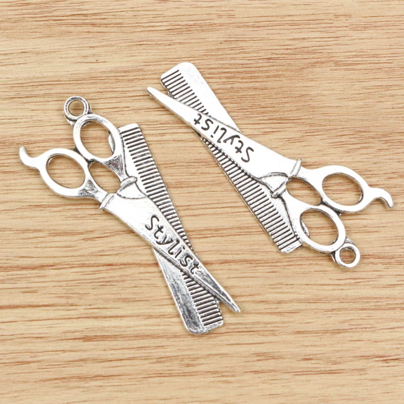 4pcs 54x22mm Antique Sliver Plated Scissors Pendant Handmade Charms Pendant:DIY for bracelet necklace