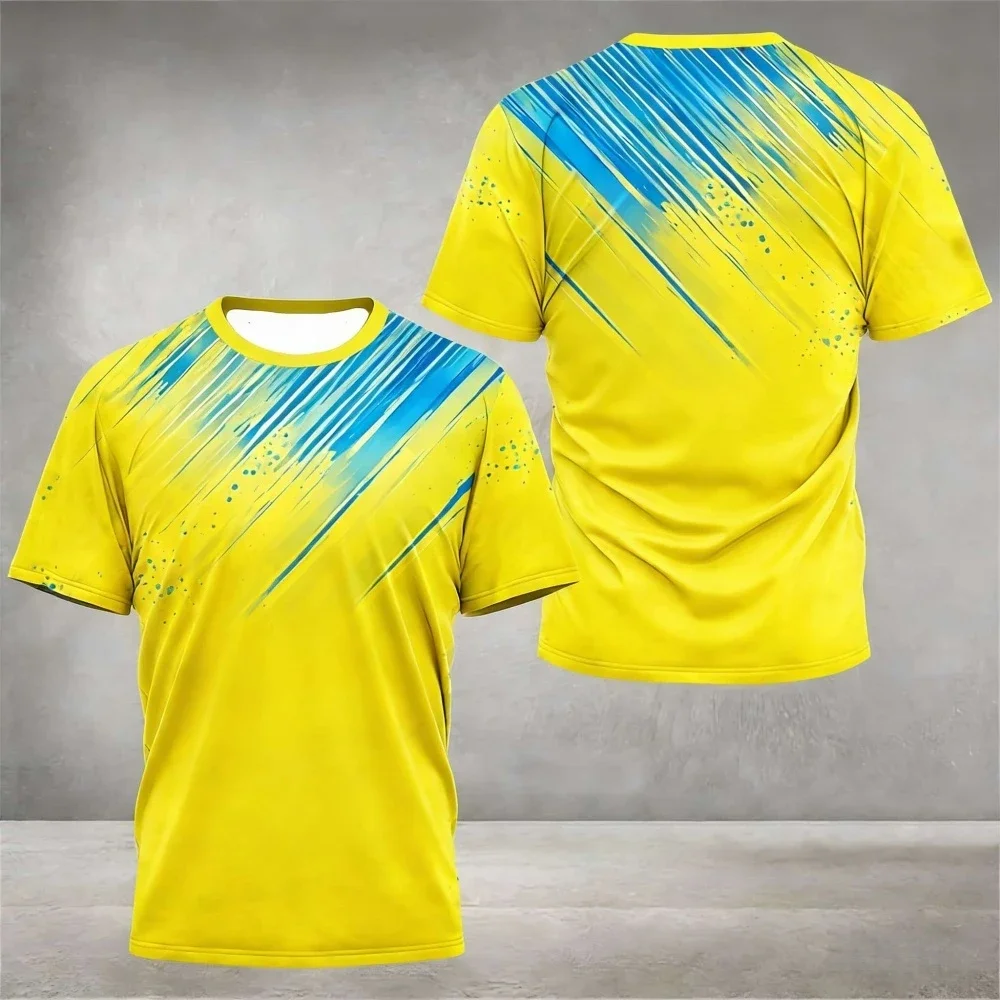 Einfache, modische, schnell trocknende Sport-T-Shirts für den Sommer, lässige, kurzärmelige, 3D-bedruckte T-Shirts, lockere, atmungsaktive Lauf-Badminton-T-Shirts