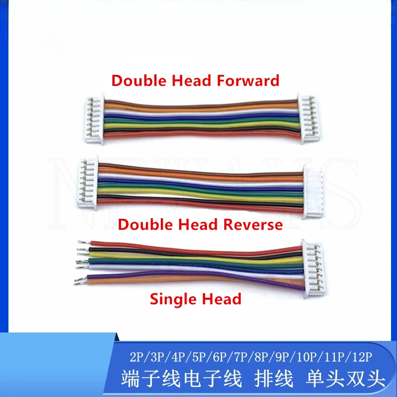 

10Pcs JST 1.25mm Single/Double Head Wire Cable Connector Micro Pitch 1.25mm 2/3/4/5/6/7/8/10/12 Pin Plug Electronic Wire 28AWG