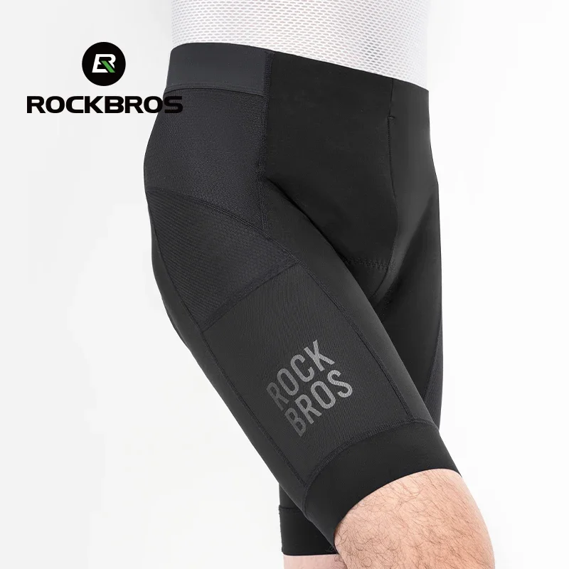 ROCKBROS Men\'s Cycling Shorts With Pocket Shock Absorbation Dual Density Sponge Padded Breathable Bicycle MTB Liner Shorts