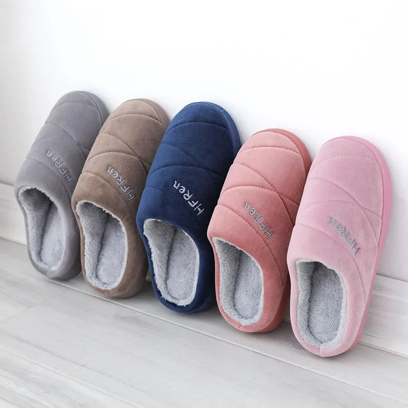 Big Size Women Men Home Slippers New Winter Warm Furry Soft Plush Slipper Non Slip Couples Bedroom Slides Indoor Casual Shoes