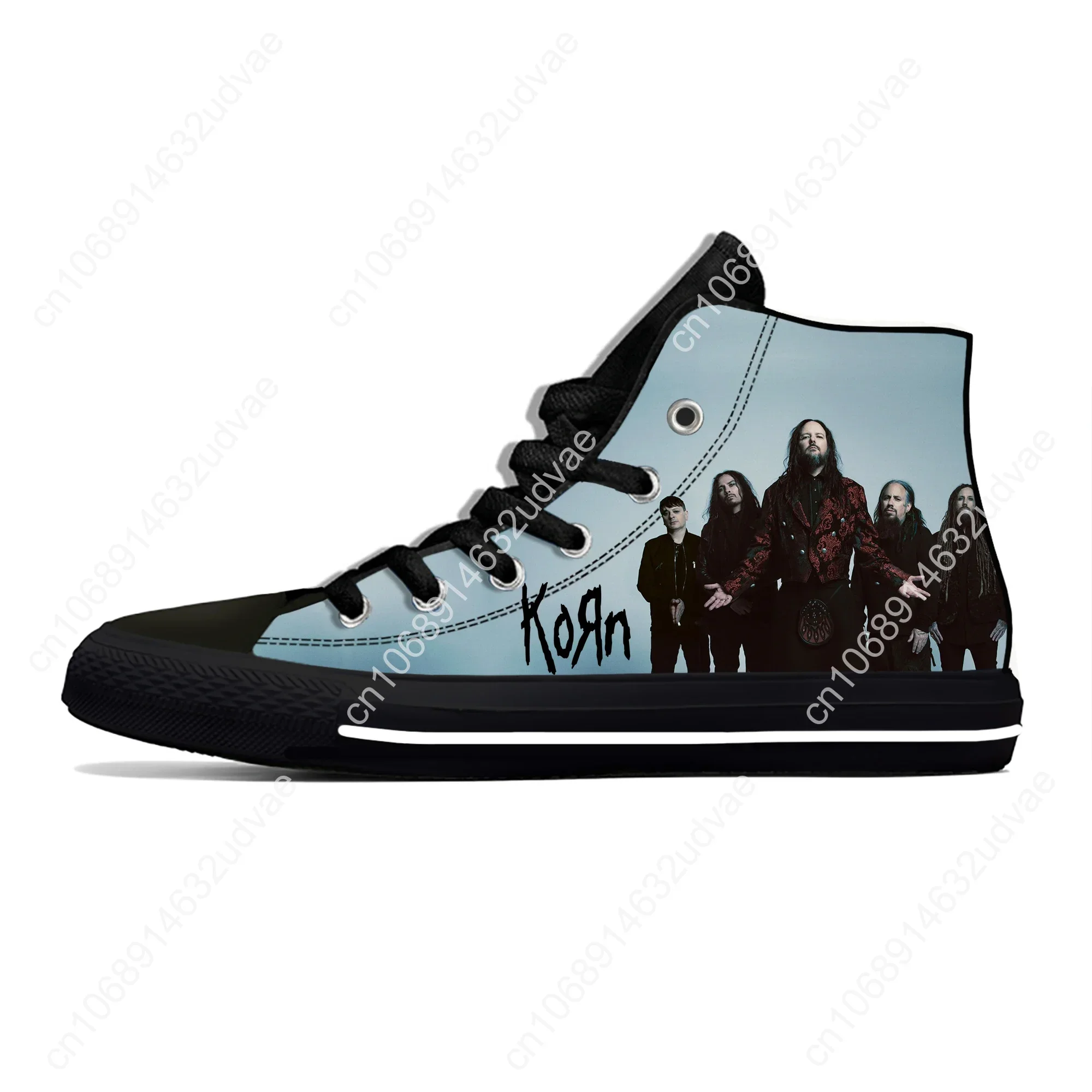 Korn Rock Band High Top Sneakers Mens Womens Teenager Casual Shoes Canvas Running Shoes 3D Printed Breathable Lightweight Shoe