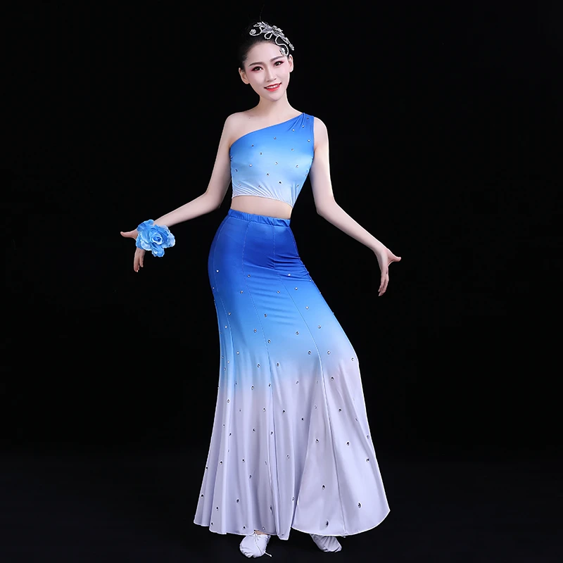 Nieuwe Chinese Dai Pauw Dance Dress Fish Tail Leotard Girl Dancewear Woman Hmong Dance Kostuum Voor Podium Perfromance Festival