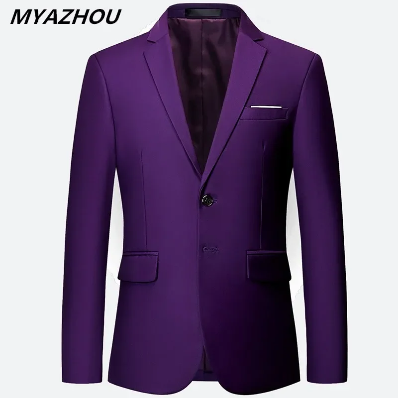 Moda masculina cor sólida high-end marca casual negócios blazer masculino noivo vestido de casamento blazers para terno masculino topos casaco jacke