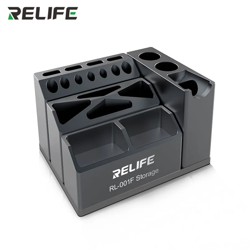 RELIFE-caja de almacenamiento combinada de RL-001F, aleación de aluminio, reparación de teléfonos móviles, pinzas, destornilladores, piezas de