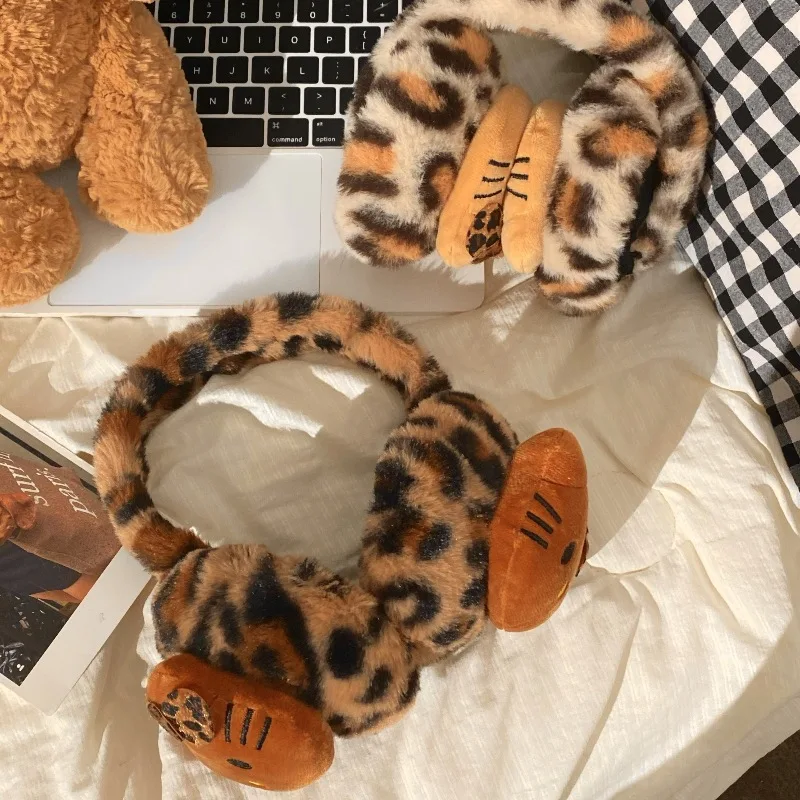 Miniso hot girl coppa per orecchie di gatto con stampa leopardata per donne in inverno orecchie calde da equitazione antigelo antivento protezione per le orecchie calda