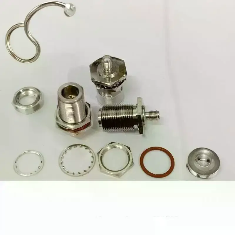 SMA Female to N Female Jack RF Adapter, 50  Nickel-Plated Coaxial Bulkhead Connector