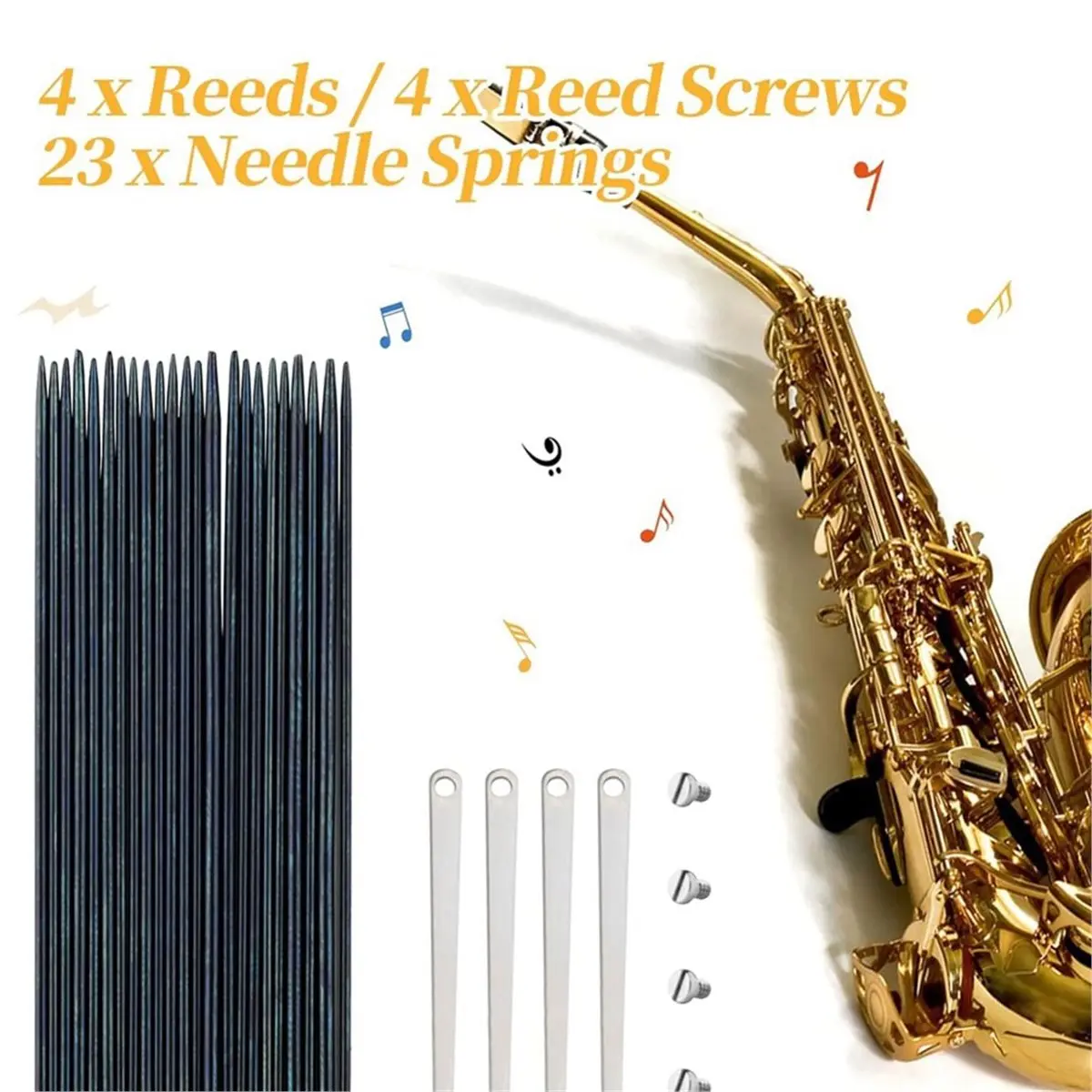 PHONE&GEAR Alto Saxophone Repair Kit,118 Pcs Alto Saxophone Repair Parts Replacement Tools Set,Woodwind Musical Instrument