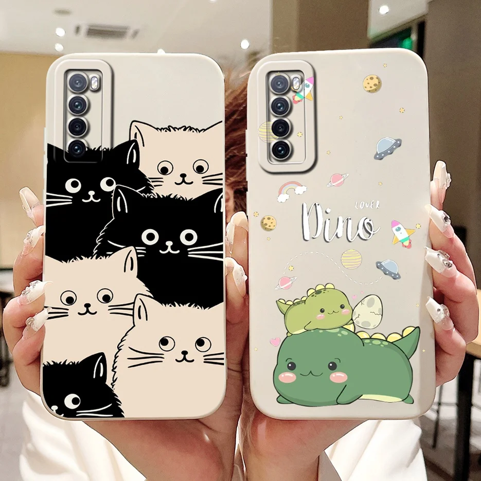 For Huawei Nova 7 5G Case Cute Dinosaur Cartoon Cover Shockproof Phone Case For Huawei Nova 7 Pro Nova7 SE Soft TPU Fundas Coque