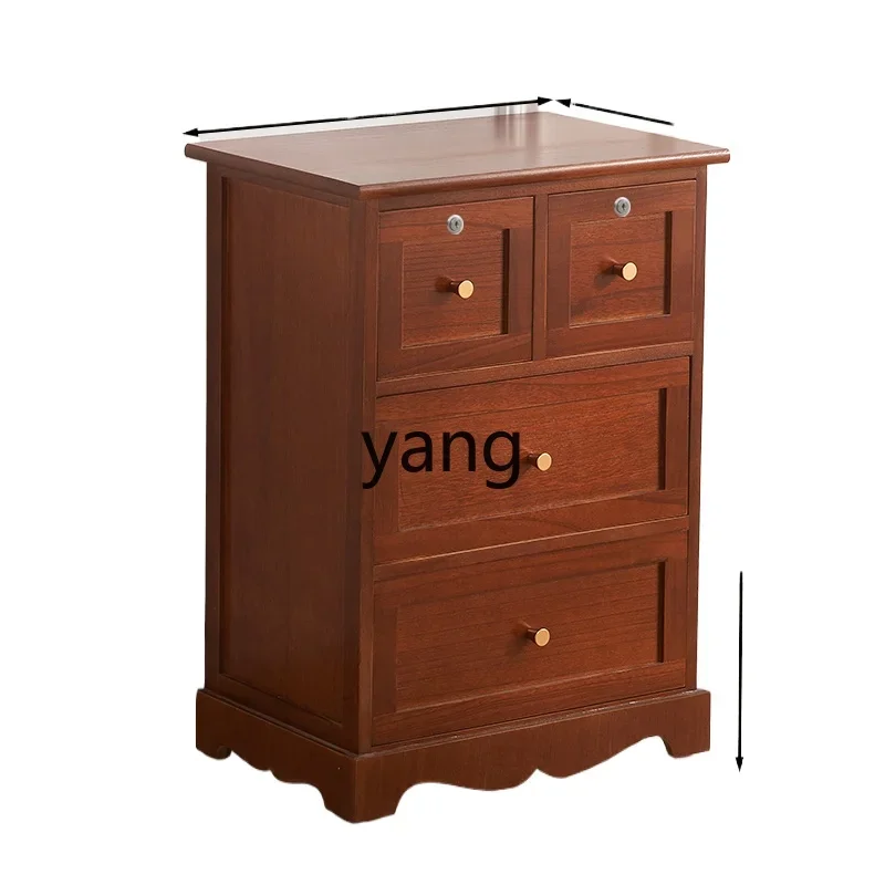 

yjq solid wood bedside storage cabinet locker with lock bedroom simple chest of drawers