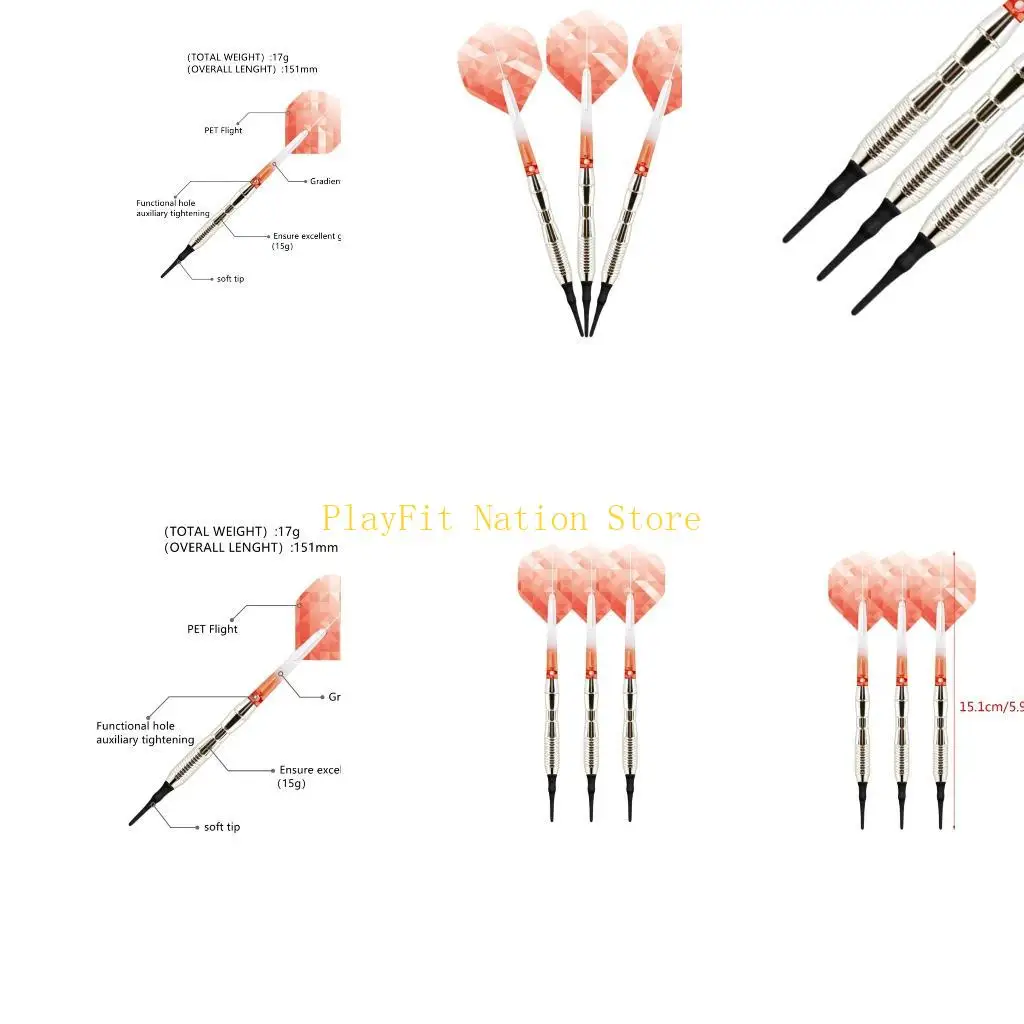 

242F 3pcs 17g Soft Plastic Tip Iron Barrels Aluminum Shaft PET Flight Safe Soft Darts