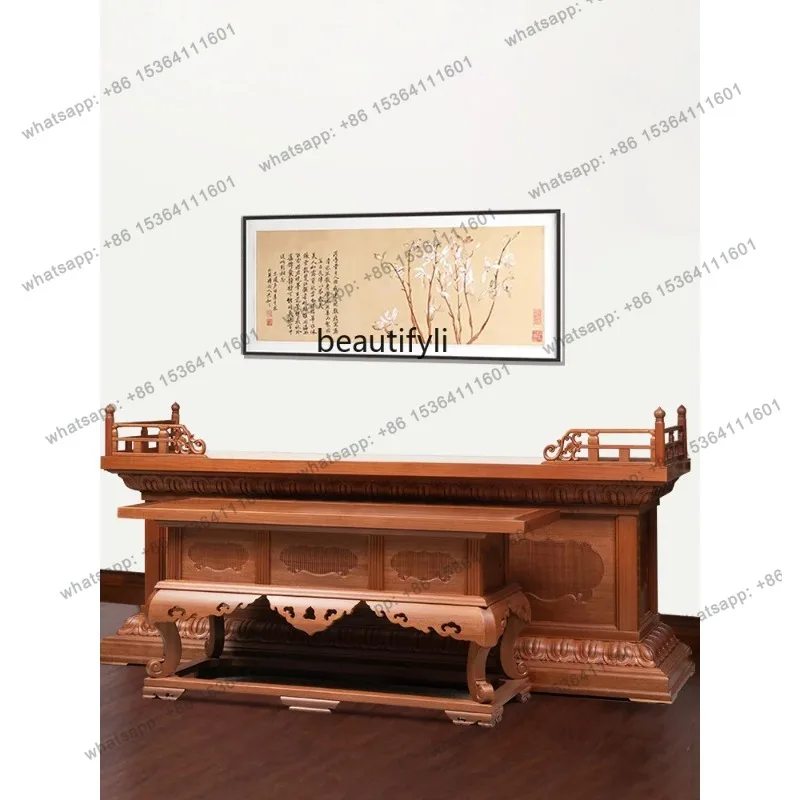 Chinese-style table Zhongtang two-piece set of solid wood furniture Modern Buddhist table Home Zhongtang Buddhist table