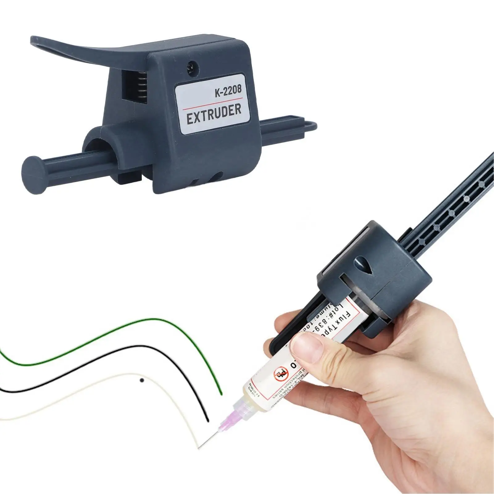 K2208 Portable Solder Paste Extruder with 1.3mm Nozzles - Ideal Soldering Flux Glue Dispenser