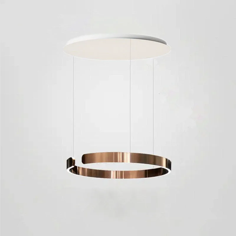 

Postmodern Led Round Chandelier Lights Simple Living Room Gold Decor Pendant Lamp Hotel Villa Hanging Restaurant Lustre Lamps