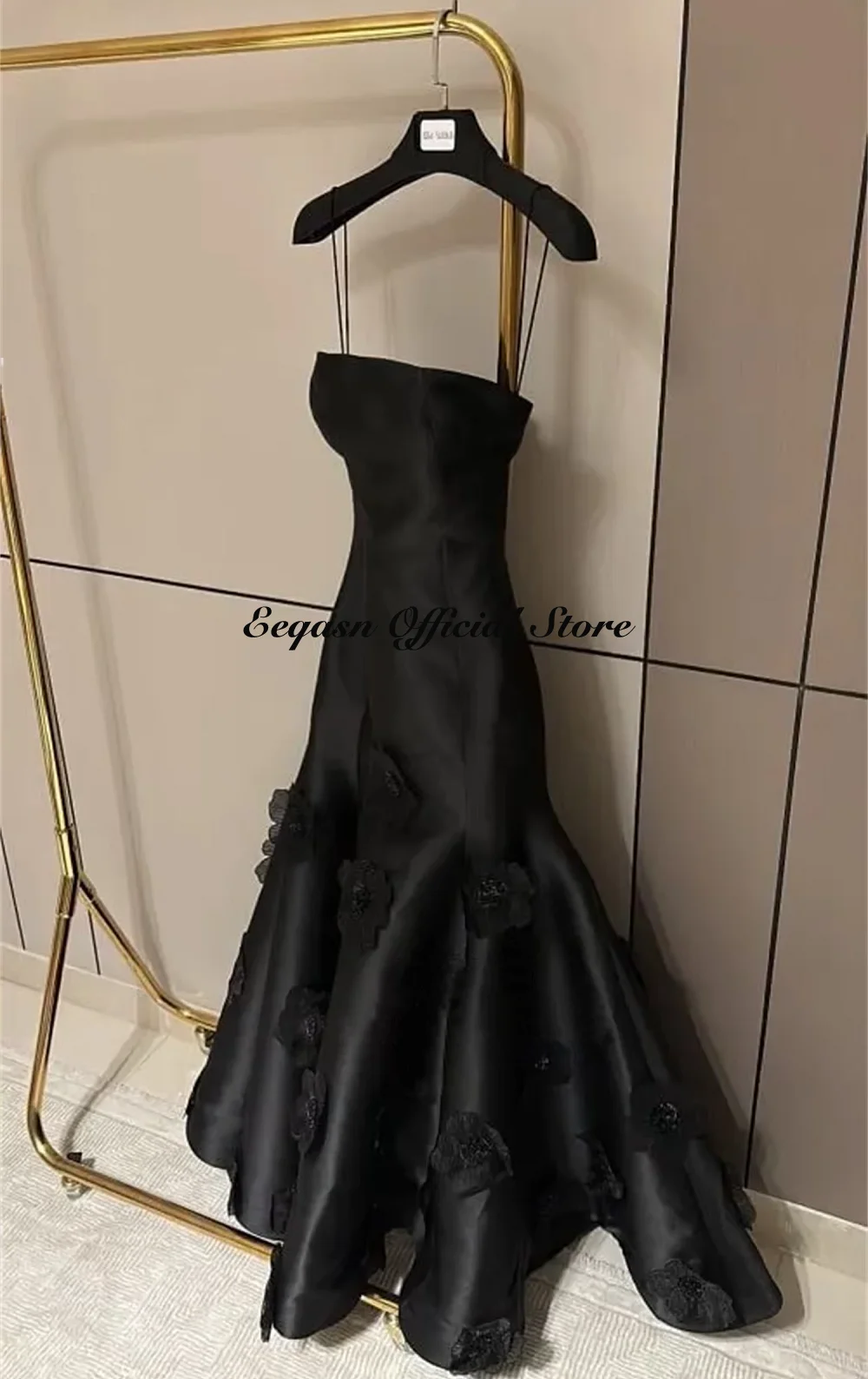 Black Flowers Evening Dress Ball Gown Satin Birthday Dresses Luxury Wedding Prom Long Party Bespoke Occasion Gala Customized