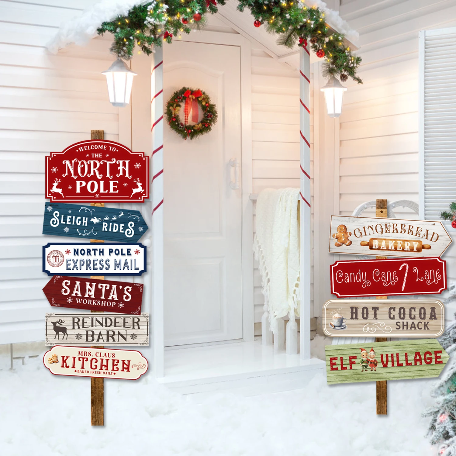 10 قطعة عيد الميلاد القطب الشمالي علامات ورقية اتجاهية عيد الميلاد الديكور 2025 عيد الميلاد سانتا شمال نافيداد ناتال السنة الجديدة هدية 2026