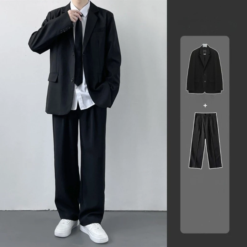 Men's British Dandy Style Three-Piece Suit Set Padded Shoulder Blazer Vest Pants Outfit Elegant Casual DK Uniform