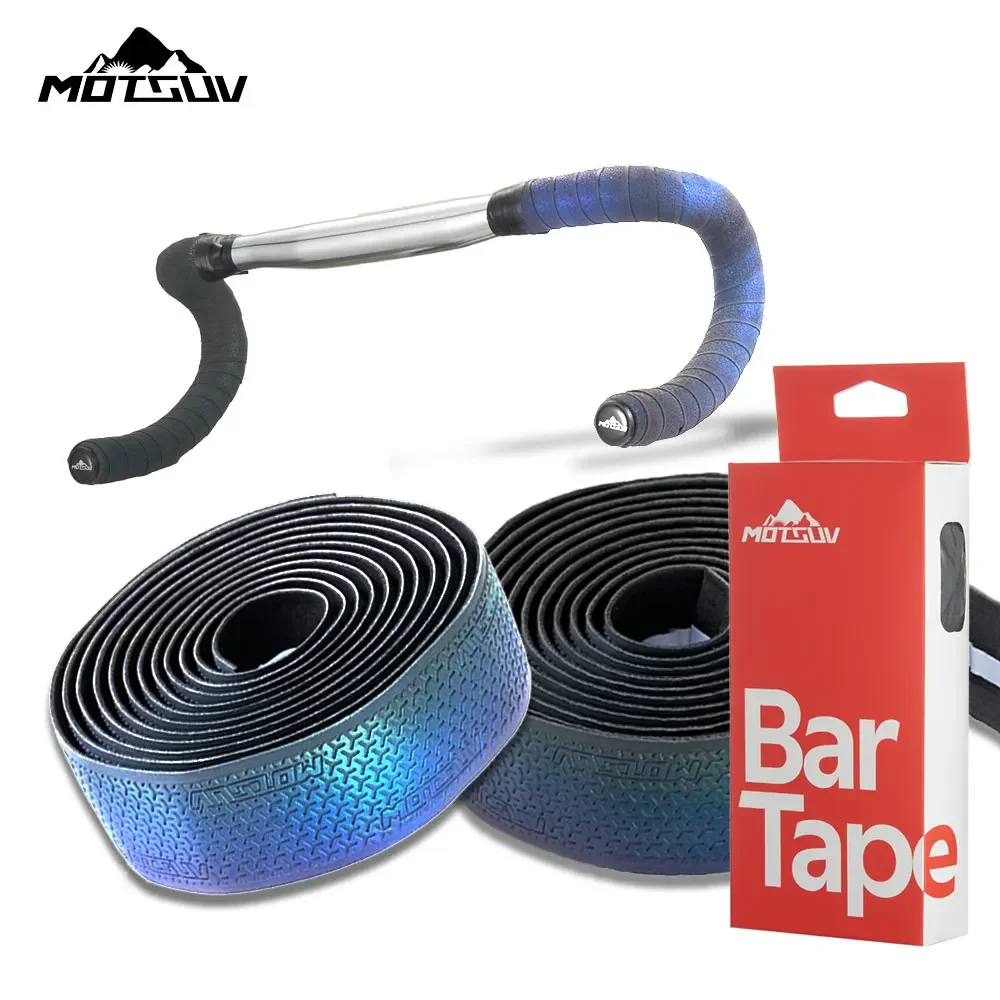 MOTSUV  Reflective Color Road Bike Bar Tape Handlebar Tapes EVA/PU Soft Anti-Vibration Wrap Tape Durable Bar Bartape