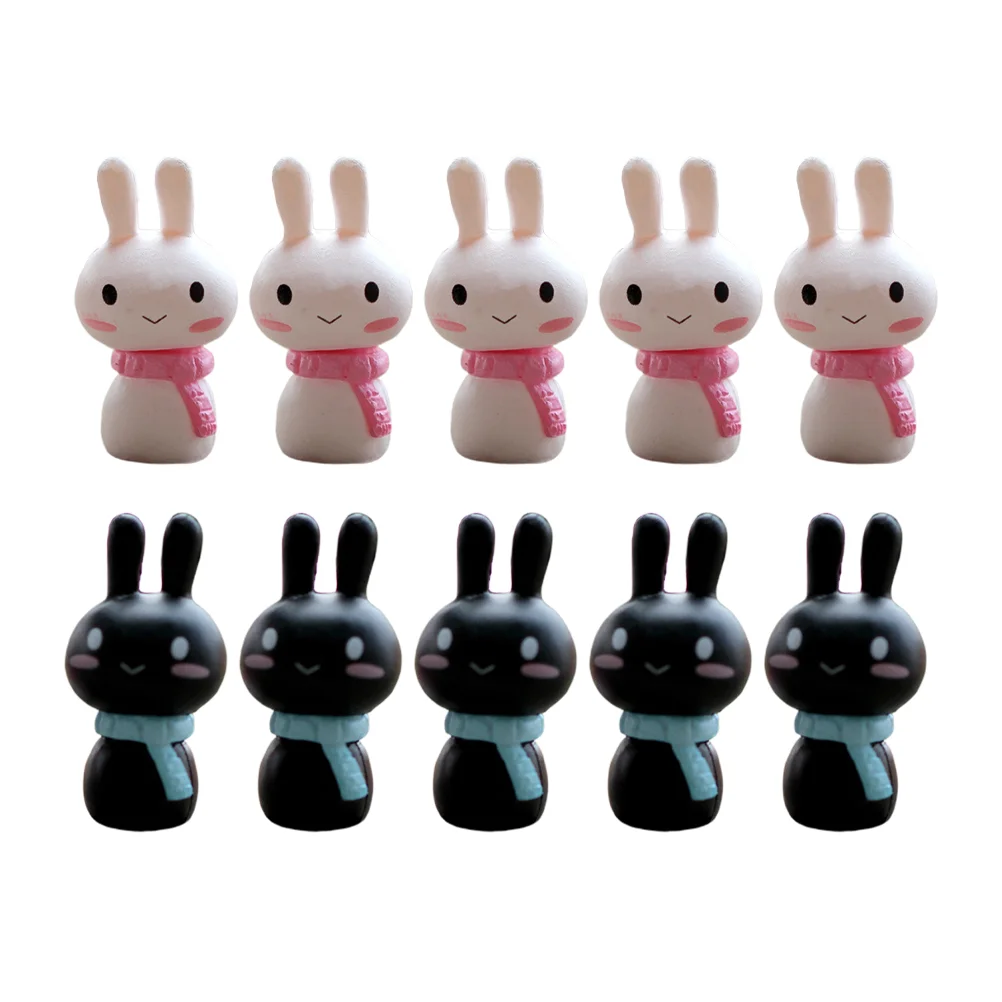 10 PCS Garden Decorations Terrarium Bunny Baby Toys Mini Rabbit Ornament Craft Chicken Model Glass Lovers