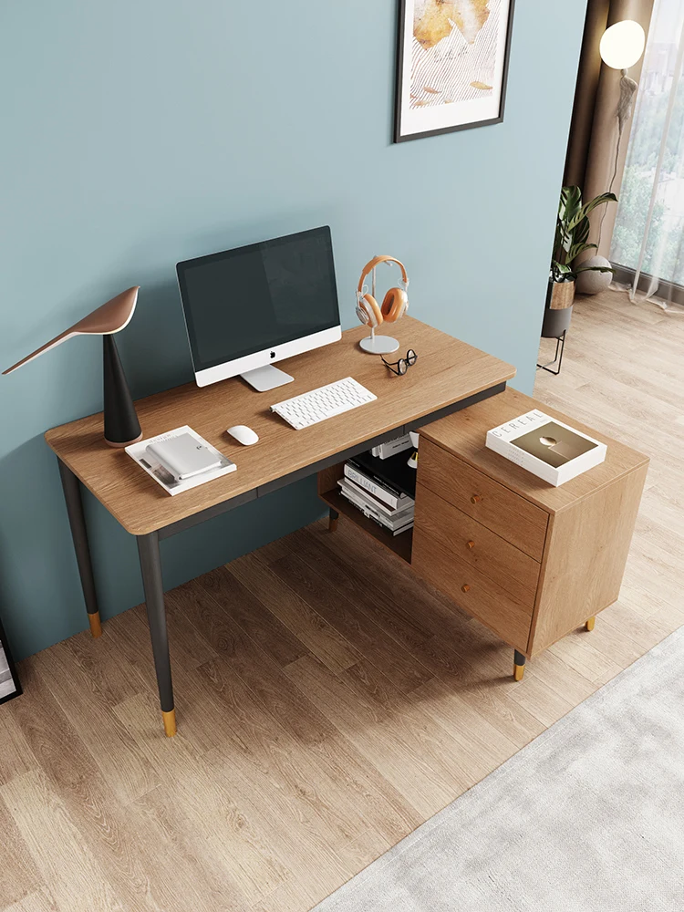 Solid wood corner desk, bookshelf, integrated desk, small unit type student computer desk, home office desk