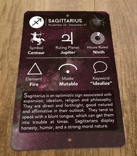Sagittarius November 22 - December 21 Zodiac Astrology  Metal Wall Sign