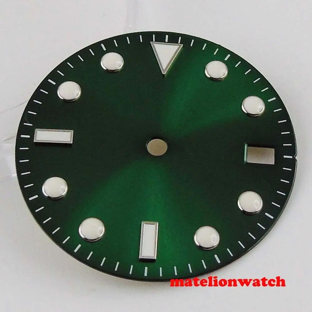 28.5mm Green sterile WATCH DIAL fit NH35 NH35A movement Blue Luminous dial marks