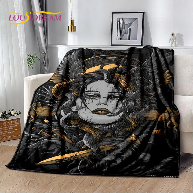 Manta de felpa suave 3D Medusa Snake Gorgon, manta de franela para sala de estar, dormitorio, cama, sofá, cubierta de Picnic, Bettdecke