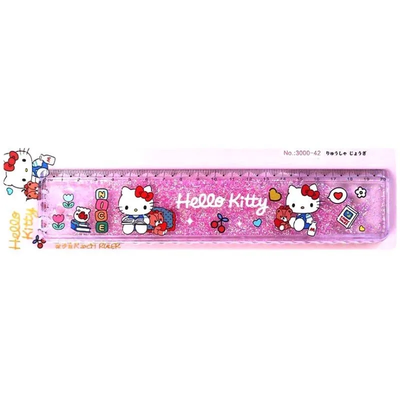 Sanrio series cinnamoroll HelloKitty cute cartoon pattern student small and portable special quicksand ruler school supplies