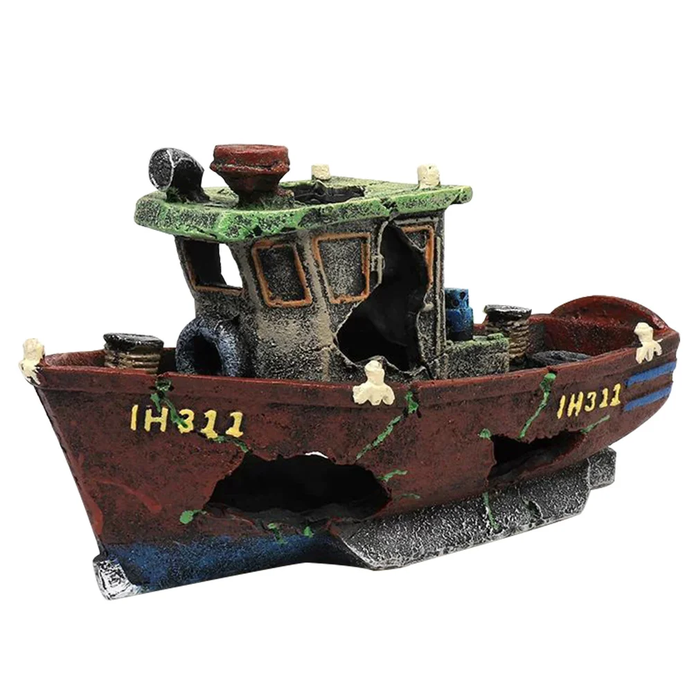 

Resin Craft Fish Tank Decoration Shipwreck Landscape nament Soak No Fade Aquarium Decor Artificial Pirate Bowl
