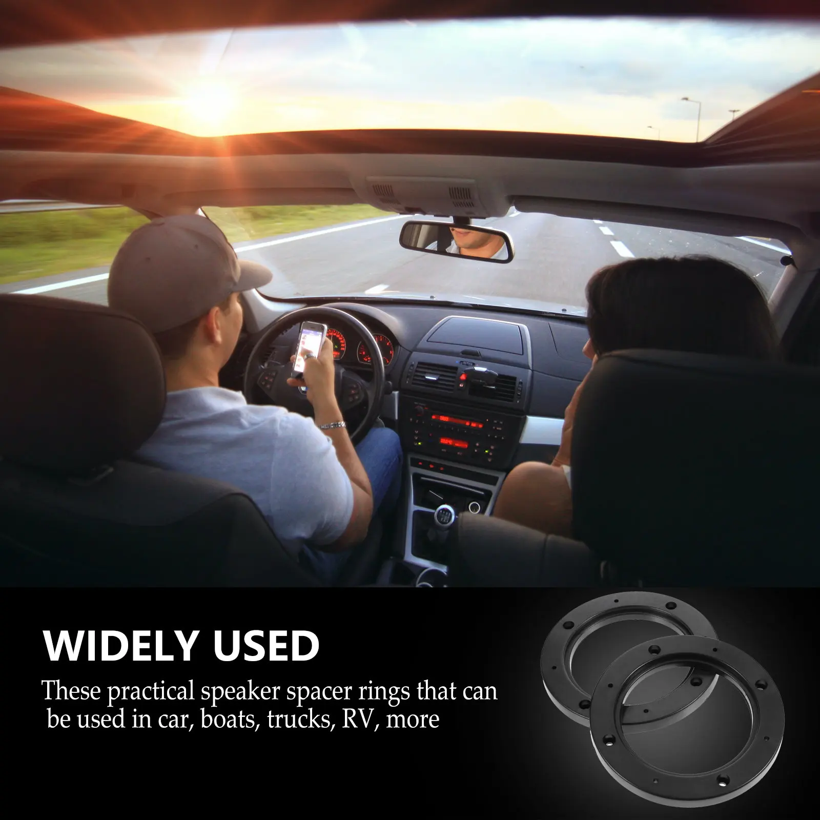 4Pairs Car Audio Adapter Ring Premium ABS Speaker Spacer Kit Quick Fit No Modification Required Compatible with Cars Boats Rvs