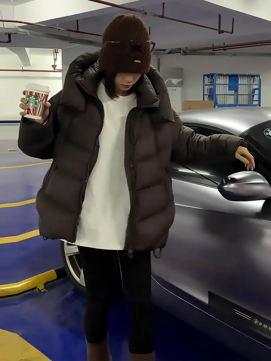 

Trendy Winter Thiened Warm Brown Hooded ort down Jaet Women's Faionable White Du down Outerwear Coat Commute Sle