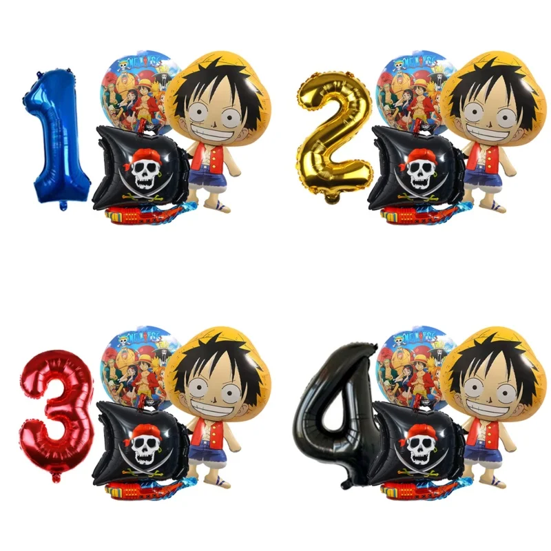 

Cartoon One Piece Theme Luffy Theme Aluminum Foil Balloons Set Number Birthday for Kids Birthday Party Baby Shower Supplies