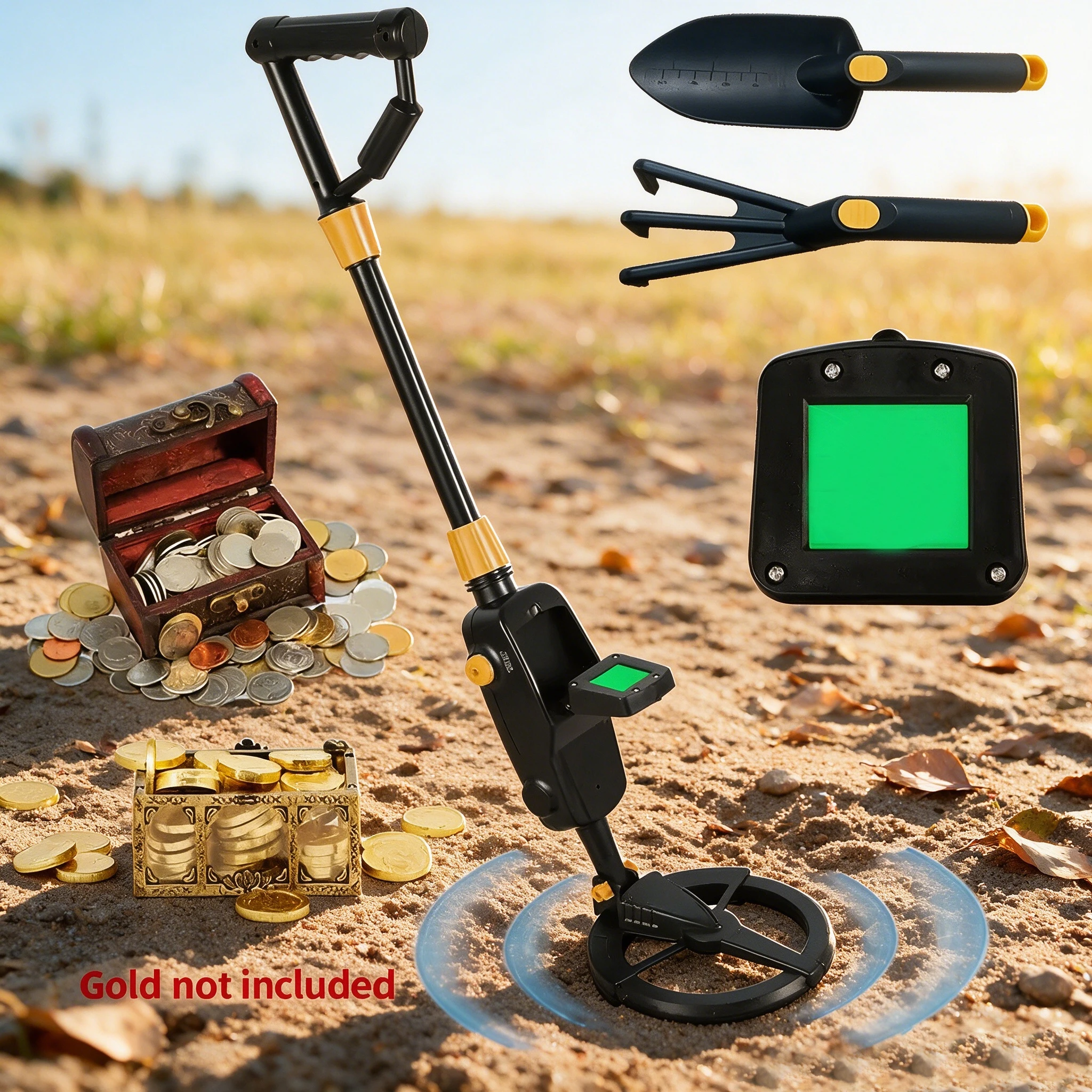 Détecteur de métaux pour enfants MD1008A, poignée ergonomique pour petit paume, piles non incluses, jouet de chasse au trésor sur la plage