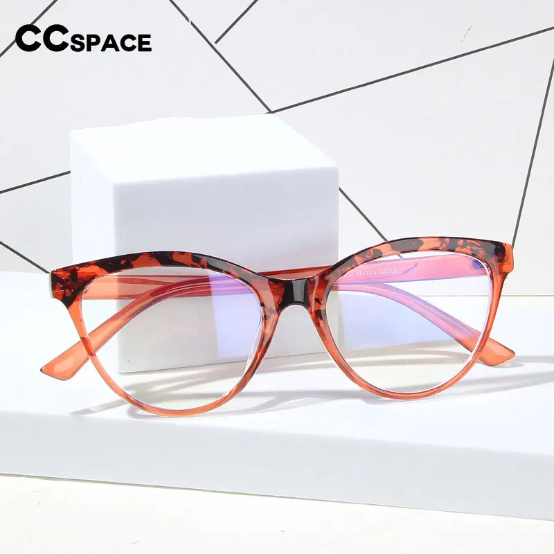 CCspace New Anti Blue Light Eyeglasses Cat Eye Women's Transparent Glasses Customized Prescription Glasses 54547