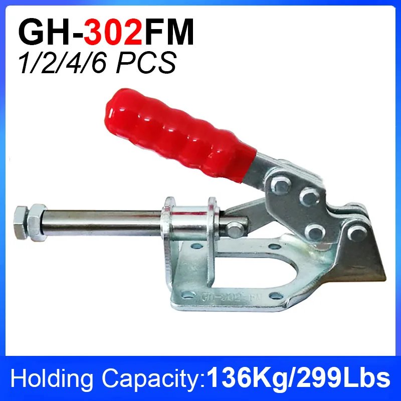 1/2/4/6Pcs GH-302FM Quick Release Toggle Clamp 136kg Push-pull Clamps Plunger Stroke Hand Tools Vertical Type Woodworking Clips