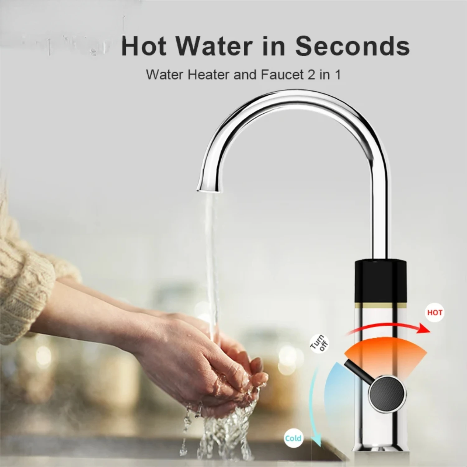 220V  Faucet Stainless Steel Heating Tap Instant Hot  Kitchen Faucet With Digital Display  Heater