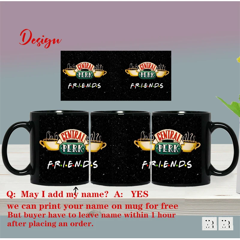 Personalised Name Friends Tv Show Central Perk Mug 11oz Wholesale Coffee Mugs Tea Cup Surprised Gift Dropshipping