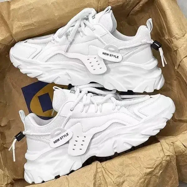 أحذية رياضية رجالية صيفية شبكية قابلة للتنفس كاجوال مناسبة تمامًا بجزء سفلي سميك أحذية رياضية ترفيهية سوداء للأب نعل داخلي مريح من مادة EVA #3