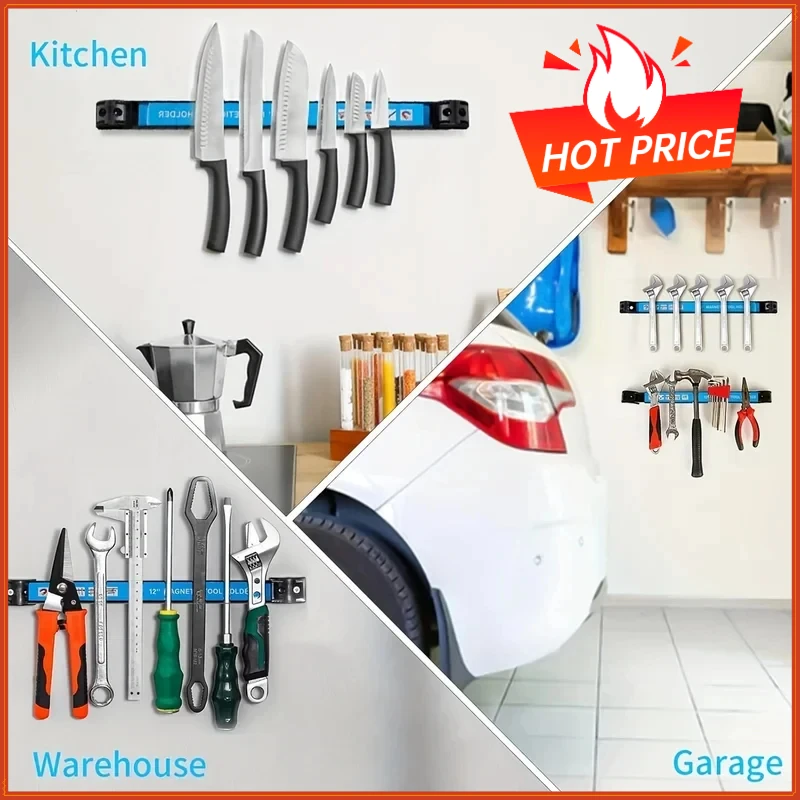 8/12/18 inch Magnetic Tool Holder Heavy Duty Tool Bar,Space Saving Metal Organizer Rack Tool for Workshop Garage Home