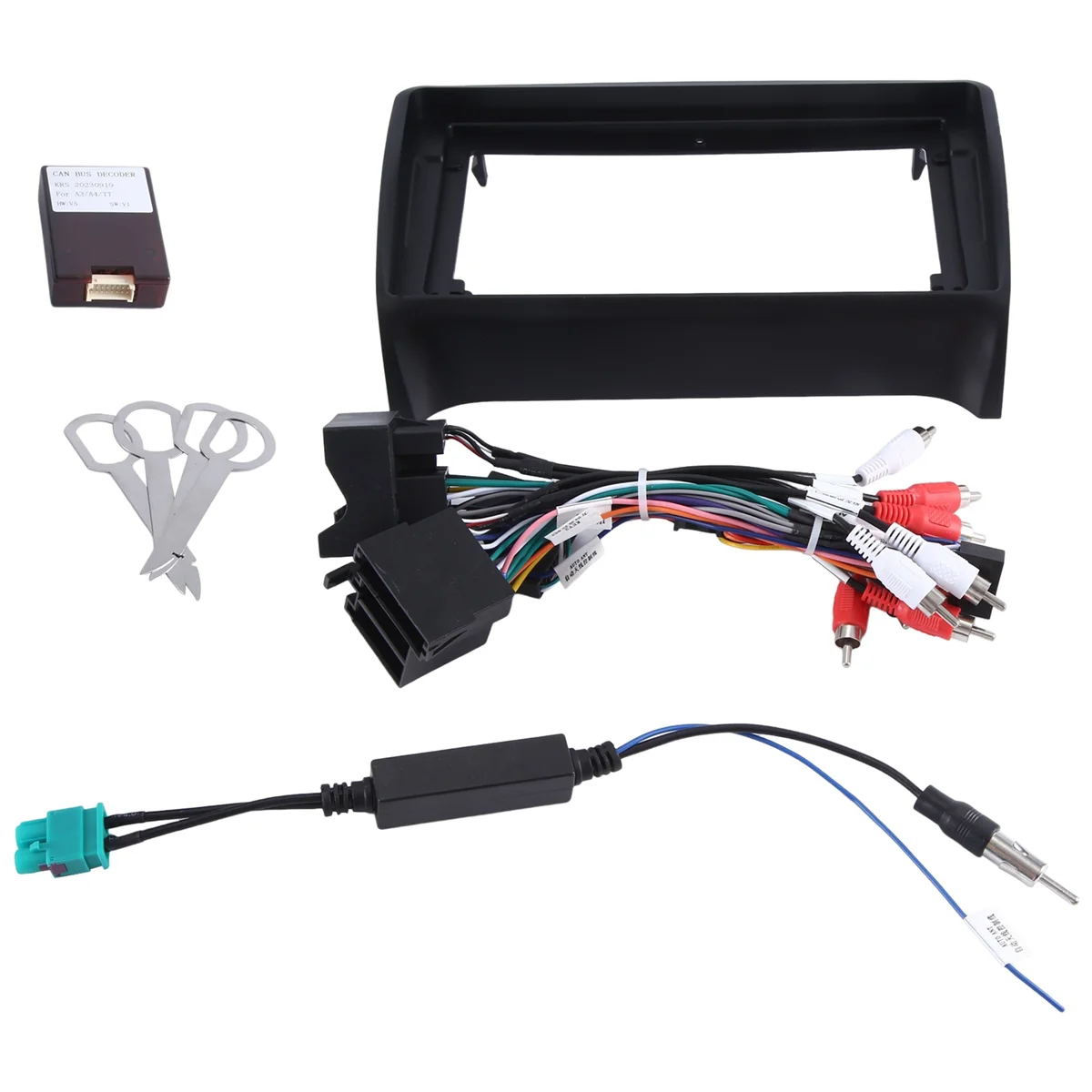 Car Radio Fascias Frame for Audi TT MK2 2006-2014 2 Din 9 Inch Stereo Panel Wiring Harness Power Cable Adapter Canbus