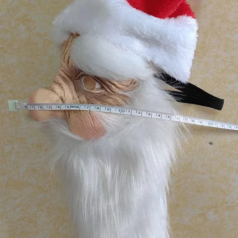 AD1 クリスマス サンタ クロース マスク 帽子 ひげ ラテックス ソフト ファニー フェイス パーティー コスプレ マスク クリスマスの日の衣装小道具 ホリデー 大人 One5@rD~