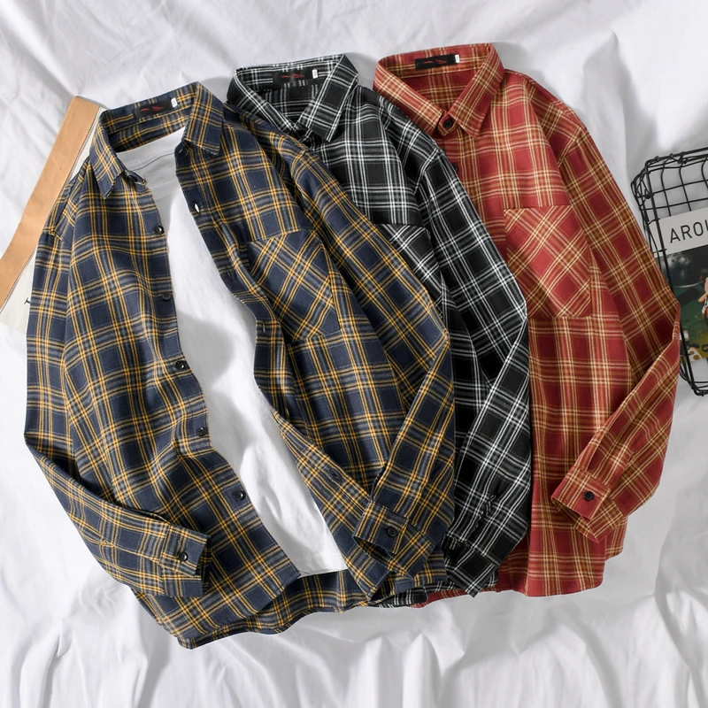 

2024 Trendy Fashion Shirt Men's Plaid Street Slim Men's Shirt Casual Long Sleeved Contrast Color Cardigan Men's Shirt A75